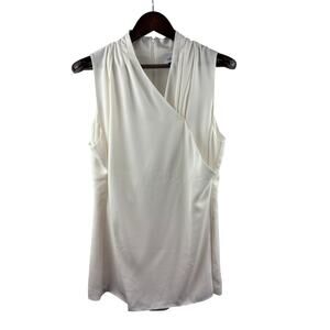 Women’s Cabi Size 16 White Sleeveless Faux Wrap Style Blouse